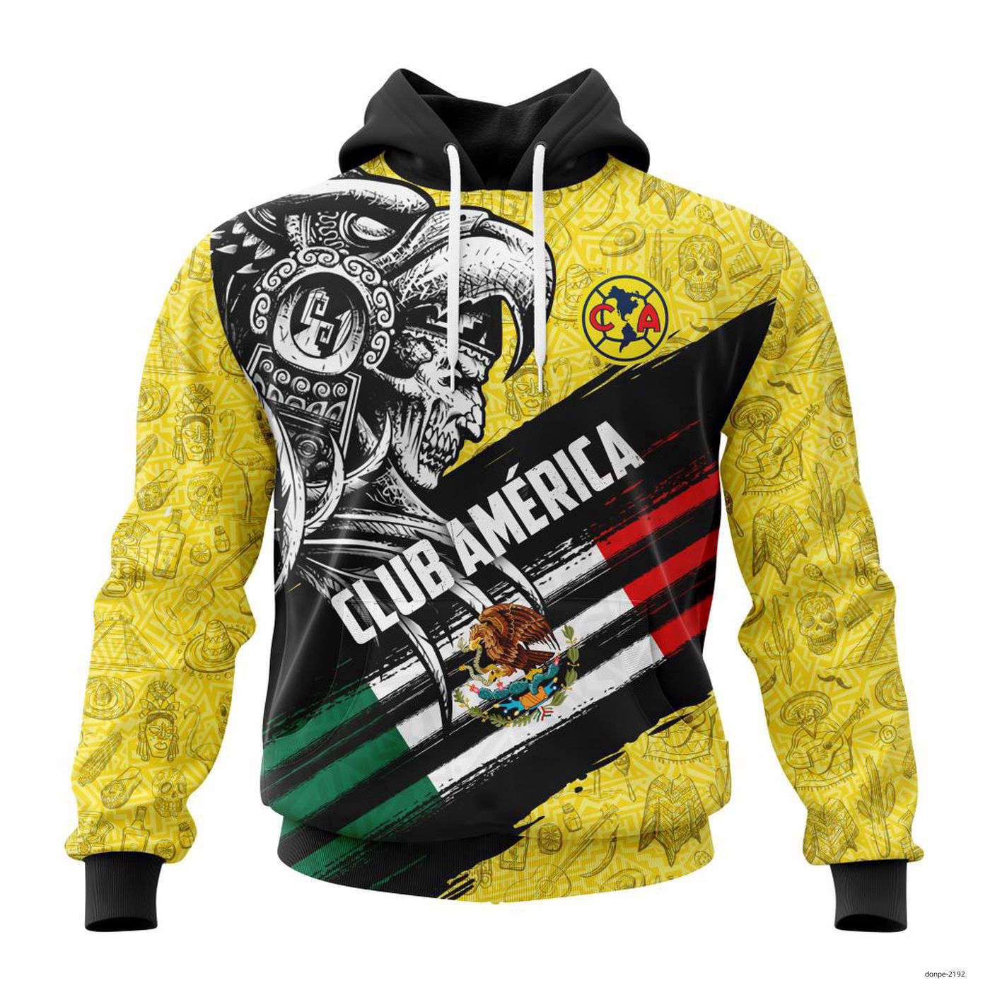 Custom LIGA MX Club America | Special Concept Aztec Warrior Skull Hoodie Mexico