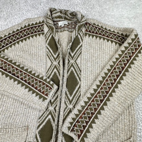 Lucky Brand Southwestern Tribal Cardigan Sweater Beige Green Womens Large - Picture 5 of 7