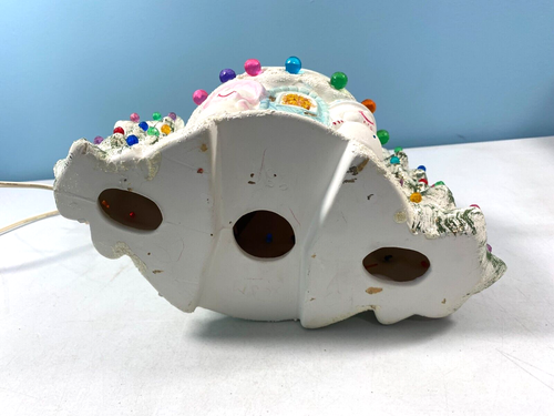 1980s Ceramic Christmas Igloo House with Snowmen Santa Trees Handmade Lights Up! - Picture 17 of 24