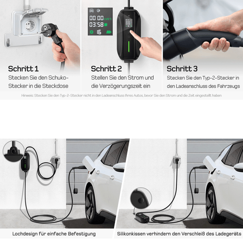 Renault Zoe Ladekabel Typ 2 Schuko Heimladegerät EV Elektroauto Ladegerät 6M 16A - Bild 7 von 12