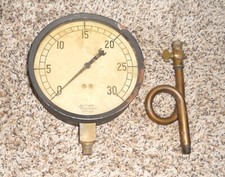 Antique Jas P Marsh Corp Chicago Industrial Factory Gage Gauge W Brass Fitting