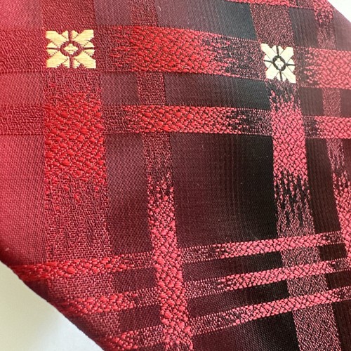 Vtg Necktie Tie Thick Disco Gothic Blood Red Black Gold Medallion 53" x 4" Wide - Picture 3 of 4