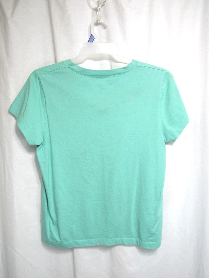 Camiseta June Daisy Talla M 8 10 Verde Pull Over Cuello en V Manga Corta Informal Trabajo Foto 3 de 3