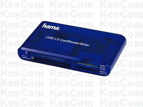 Hama 55348  USB 2.0 Card Reader Kartenleser 35 Karten lesen schreiben in blau