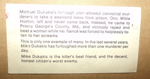 1988 Michael Dukakis President Campaign Get Out of Jail Free Card Willie Horton - Picture 3 of 4