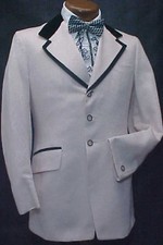 VINTAGE WHITE BROCADE VELVET SMOKING JACKET PROM TUXEDO MENS TUX JACKET sz 36-43
