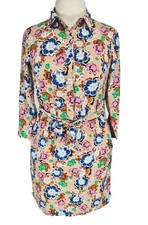 Banana Republic Floral Button Up Dress Long Sleeve Belt Waist Women Size 2