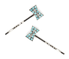 TB Ribbon Bow Rhinestones Crystals Simple Point Hair Fashion Hair Pins 1 Pairs