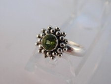 PERIDOT STERLING SILVER BEADED RING SZ 6 1/4
