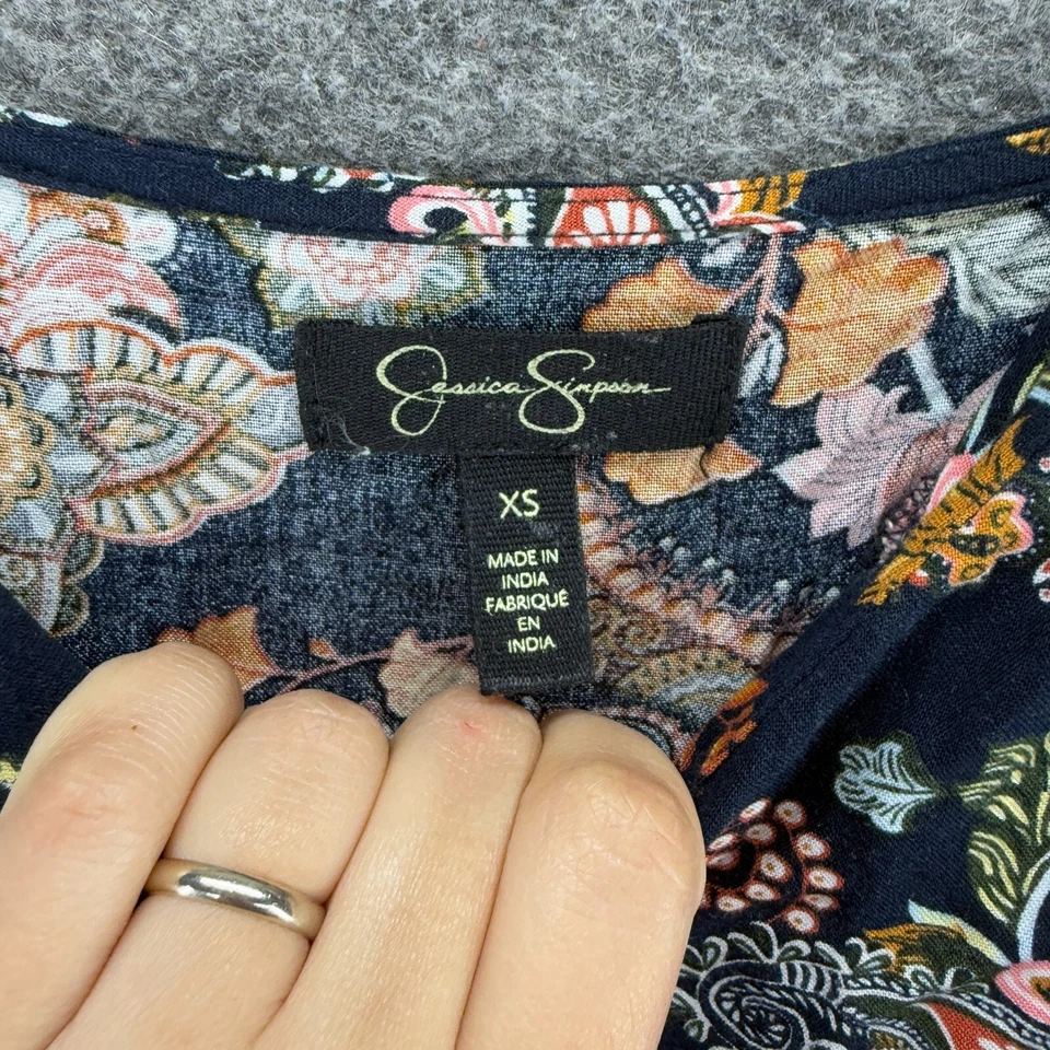 Vestido Jessica Simpson Mujer XS Negro Floral Maxi Largo Cuello en V Sin Mangas Informal Foto 4 de 4