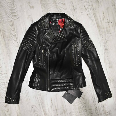 philipp plein leather jacket women