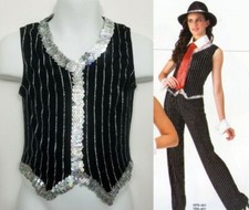 Musicology VEST ONLY Child X-Small Dance Costume Tap Black Silver Stripe