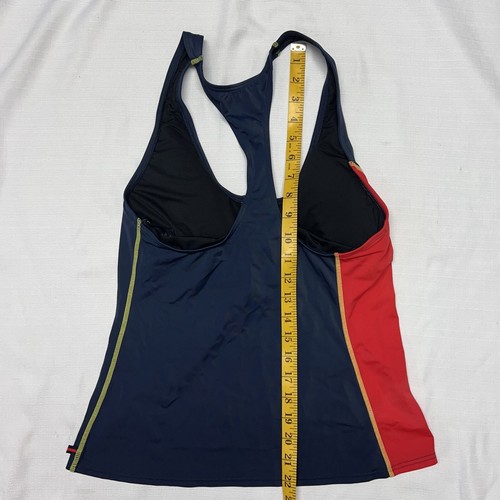 Tommy Hilfiger Racerback Tankini Sports Top Blue Red Yellow Zipper Size Medium - Picture 3 of 7