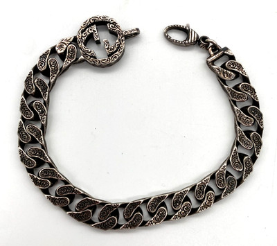 Gucci 925 Sterling Silver Interlocking G Chain Bracelet Size 20 / 8'' Authentic