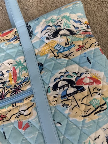 NWT Vera Bradley Trimmed BEACH TREASURES Large Tote Bag Faux Leather Trim NEW - Picture 2 of 6