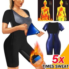 Women Sauna Suit Bodysuit Sweat Waist Trainer Full Body Shaper Jumpsuit Fat Burn
