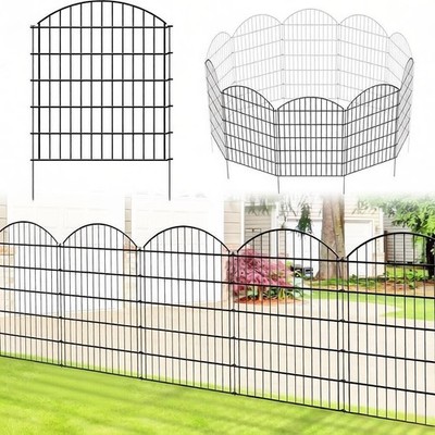 28'' W Metal Garden Fence, Rustproof Outdoor Animal Barrier, Dog Yard Border