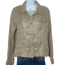 Jones Co Jones New York Linen Jacket Size M Beige Metallic
