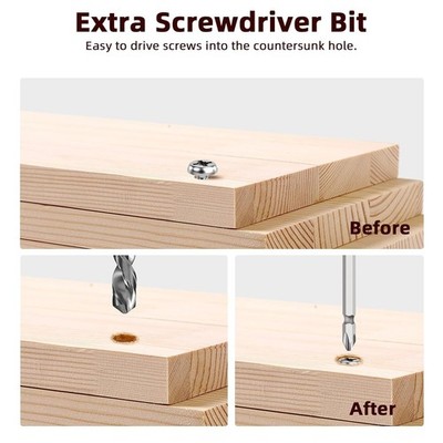 4-Piece Countersink Drill Bit Set With Depth Stop – Quick Change HSS, 82°, For Wood, Plywood & Plastic