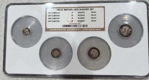 Great Britain Maundy silver 4 coin set, 1879 Queen Victoria. NGC graded