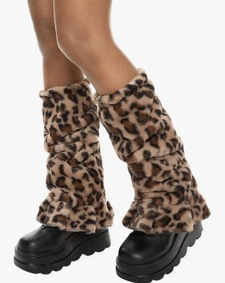 Rose seek Women s 1 Pair Leopard Print Fuzzy Leg Furry Long Boot Cuffs Cover
