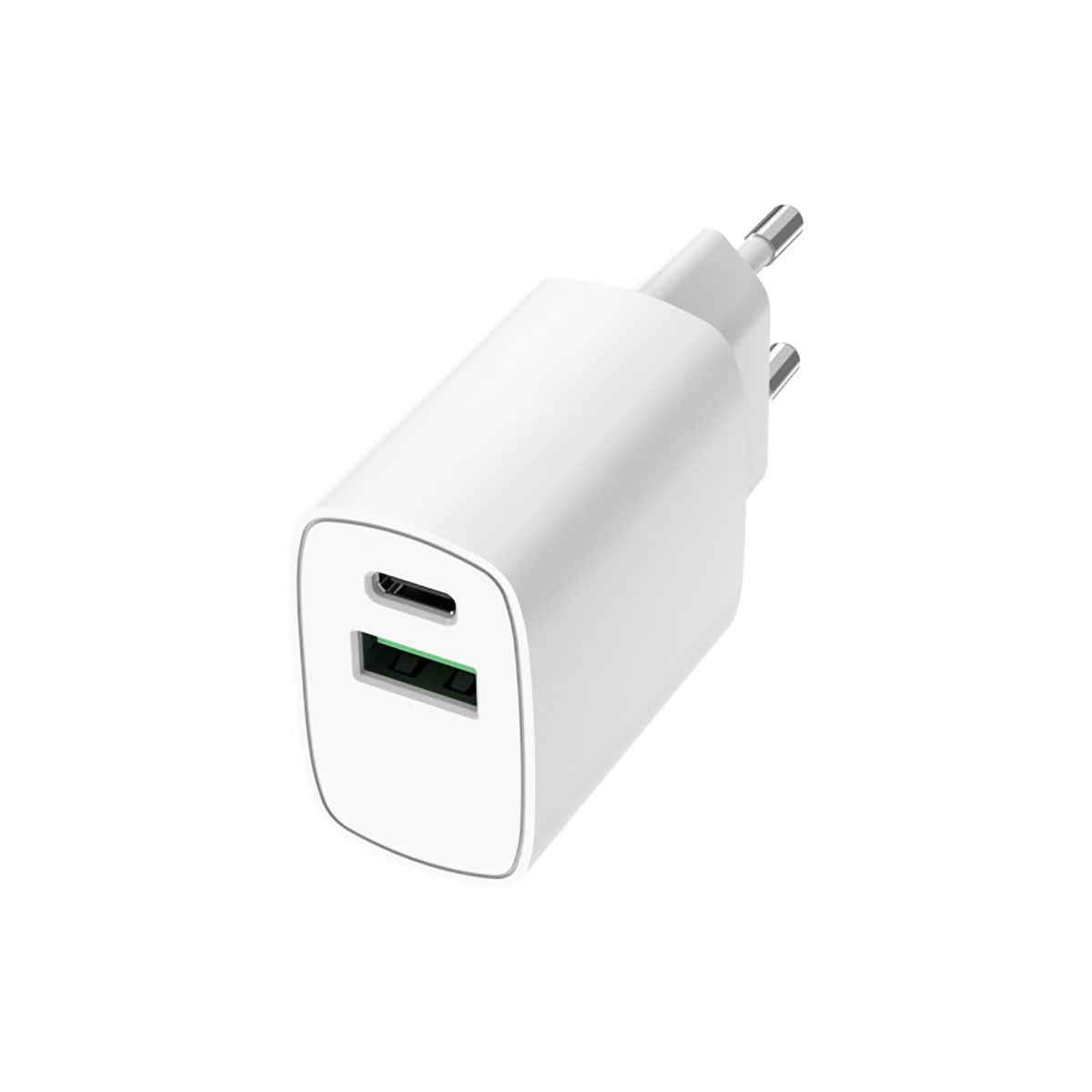 Chargeur secteur double port USB C 20W et USB A 18W noir pour smartphone