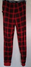 NAUTICA Pajama Pants Mens Mediu Red Plaid Check Drawstring Cozy Fleece Sleepwear