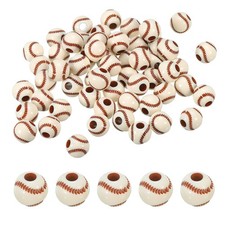 60Pcs 12mm Sport Beads Opaque Acrylic Baseball Beads DIY Loose Beads Cream