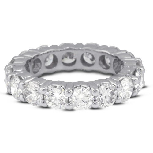 4 1/2ct H SI1 Round Natural Certified Diamonds 14k Gold Classic Eternity Ring - Picture 5 of 13