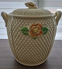 Antique 1920s Maruhon Ware Japan Hobnail Cookie Jar  Flowers  Rare