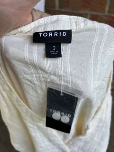 Torrid Top Damen 2X Elfenbein/Creme Langarm Knopfleiste Freizeit Bluse Neu mit Etikett - Bild 3 von 5