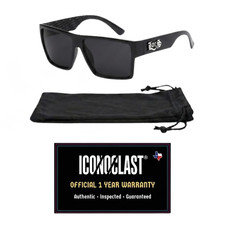 Locs 91246 Black Flat Top Sunglasses with Iconoclast 1-Year Warranty - Authentic