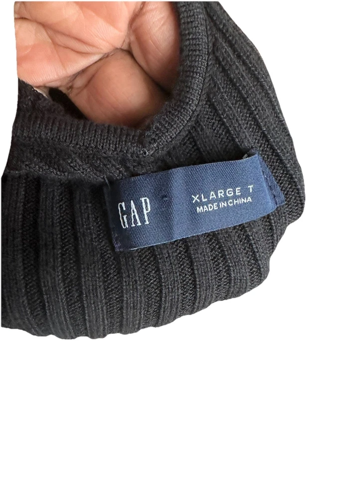 Gap Black Ribbed Knit V-Neck Tank Top Ruffles  Cami Stretchy Basic Size XL - Image 4 of 4