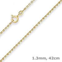 1,3Mm Ankerkette Diamantiert Collier Halskette Aus 585 Gold Gelbgold 42Cm