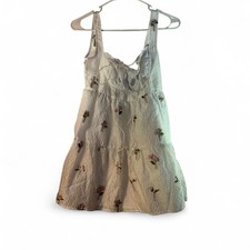 Cider Boho cottagecore fairy white dress with flowers size XS