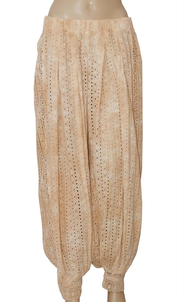 Pantalones de salón Free People Sweet Tea lavados con ojales pantalones de encaje bordados XS Foto 4 de 4