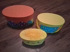 Vintage Set of 3 Paper Flat Egg Shaped Easter Lidded Boxes Victorian Style  — photo 2