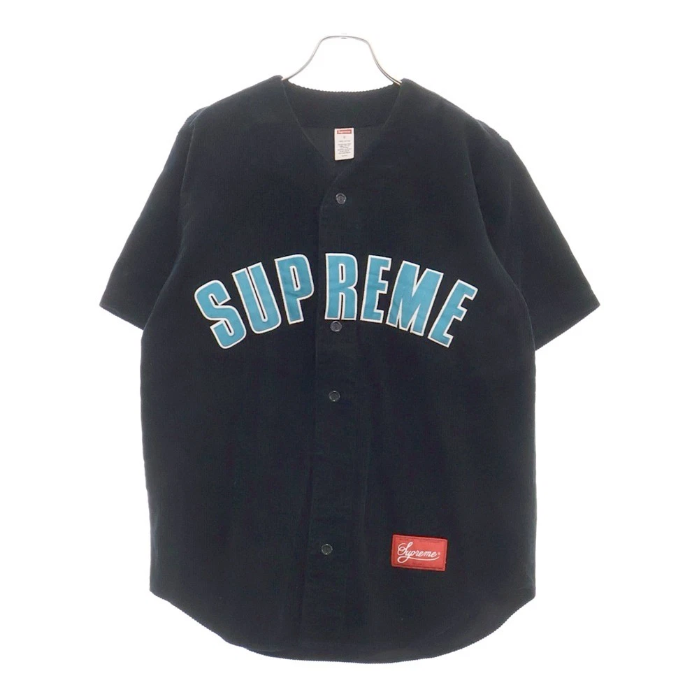 Maillot de baseball velours côtelé SUPREME 18SS velours côtelé baseball chemise à manches courtes noir