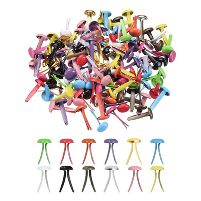 #ad #ad 120Pcs Brads Paper Fasteners 8x4.5 mm Metal Round Head Split Pins Mixed Color AU $13.07