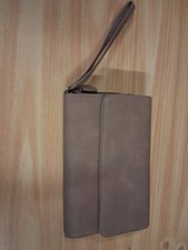 Brown Wristlet Wallet Solid Zip Credit Card Folding Women's One Size