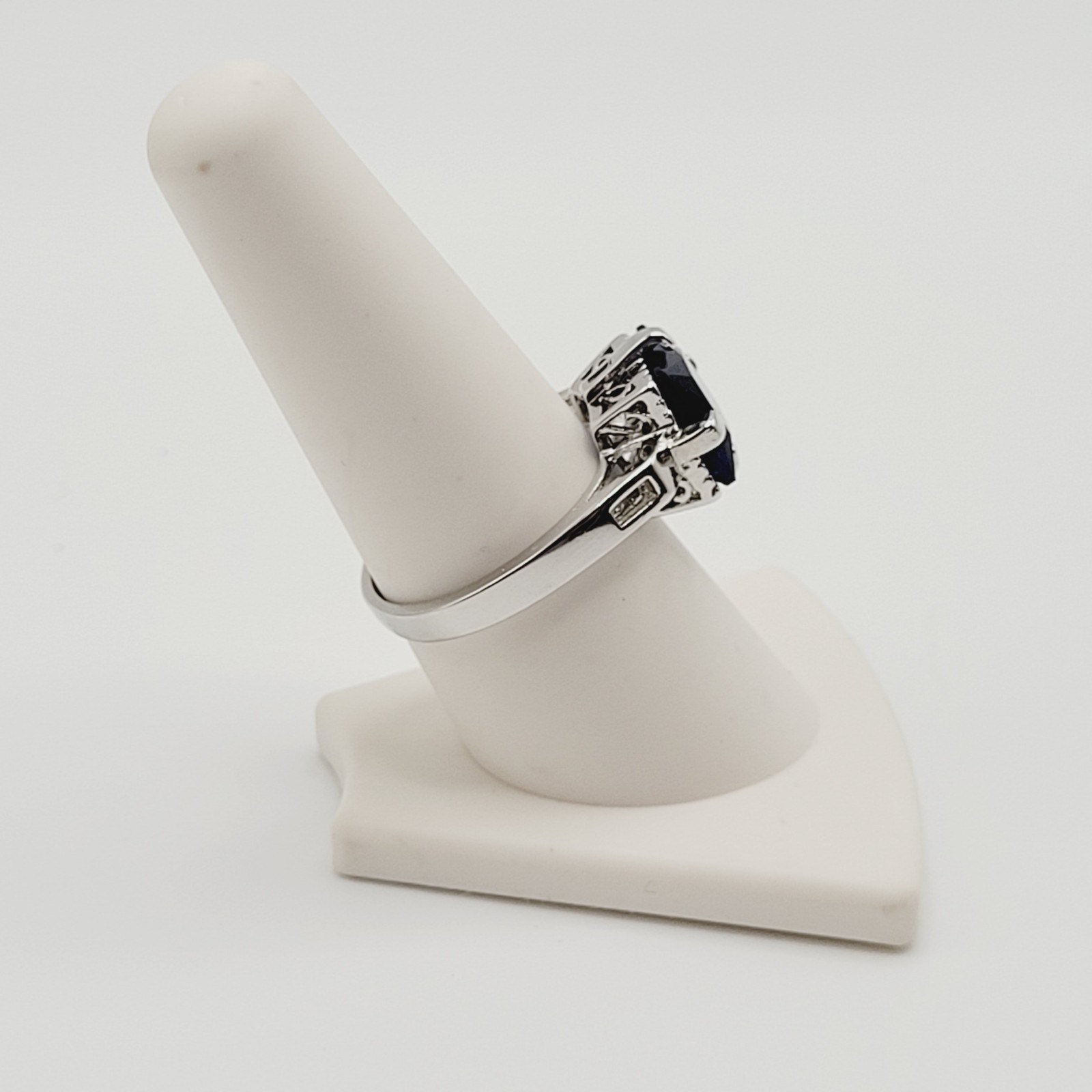 Art Deco Style Blue Square Rhinestone Silver Tone… - image 14