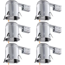 6 Pack 6 Inch Remodel Recessed Light Housing, TP24 Connector Included