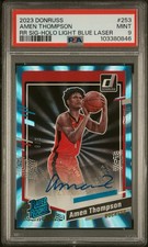 2023 Donruss Amen Thompson #253 Rated Rookie Holo Light Blue Laser Auto /8 PSA 9