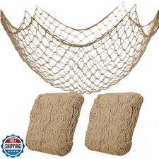 2 Pack Fish Net Decorations for Party,Natural Cotton Hawaiian Party Fishing N