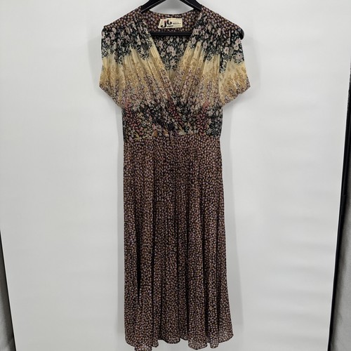 JODY T OF CALIFORNIA Vintage 70s Floral Prairie Midi Sheer Dress Bohemian - Picture 1 of 9
