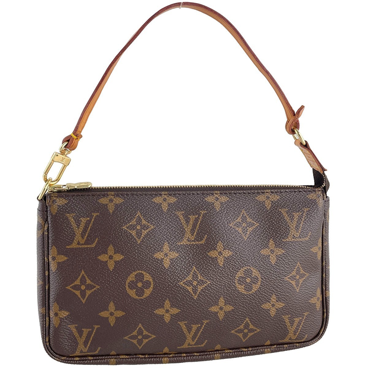Louis Vuitton Monogram Pochette Accessoires Leather Fabric Brown Handbag 4762