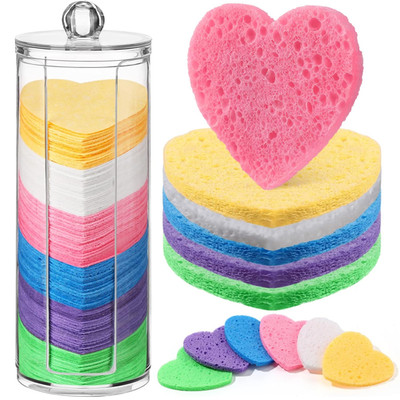 120 Pcs Compressed Facial Sponges for Women with Container Disposable Face Spong