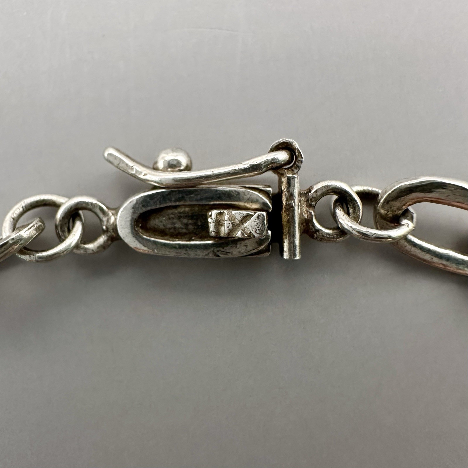 Clip Chain Link Bracelet Secure Box Clasp Boma Sterling Silver 7 1/4 Inches Long
