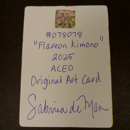 Carta Pokémon Flareon Kimono Disegnata a Mano Originale ACEO Fan Art Da Collezione - Foto 4 di 5