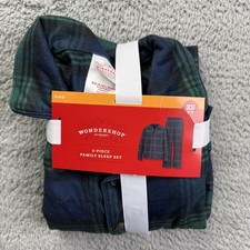 Wondershop Pajama Set Kids XS 4-5 Blue Plaid Flannel 2PC Family Sleep Christmas